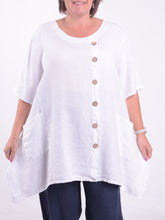 Lagenlook Linen Button and Pocket Tunic - 12801, , Pure Plus Clothing, Lagenlook Clothing, Plus Size Fashion, Over 50 Fashion